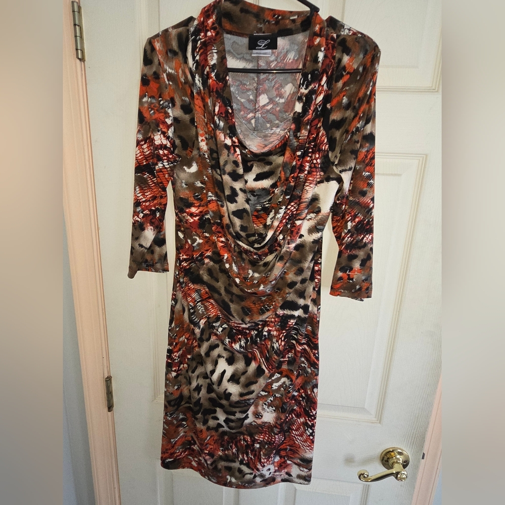 Leopard Print Cowl Neck Dress